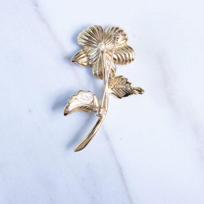 Vintage Coral Flower and Diamante Rhinestone Flower Brooch by Nolan Miller - Vintage Meet Modern Vintage Jewelry - Chicago, Illinois - #oldhollywoodglamour #vintagemeetmodern #designervintage #jewelrybox #antiquejewelry #vintagejewelry