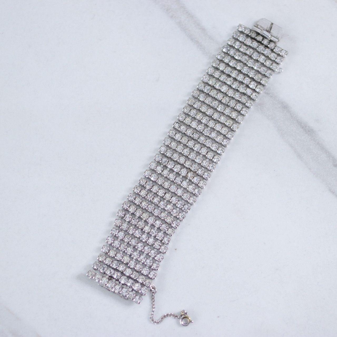 Vintage Diamante Wide Statement Bracelet by Unsigned Beauty - Vintage Meet Modern Vintage Jewelry - Chicago, Illinois - #oldhollywoodglamour #vintagemeetmodern #designervintage #jewelrybox #antiquejewelry #vintagejewelry
