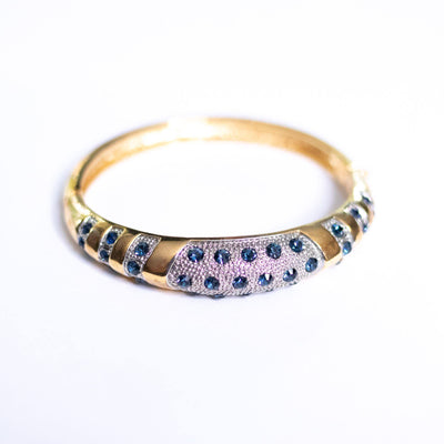 Vintage Sapphire and Diamante Bangle Bracelet by Unsigned Beauty - Vintage Meet Modern Vintage Jewelry - Chicago, Illinois - #oldhollywoodglamour #vintagemeetmodern #designervintage #jewelrybox #antiquejewelry #vintagejewelry