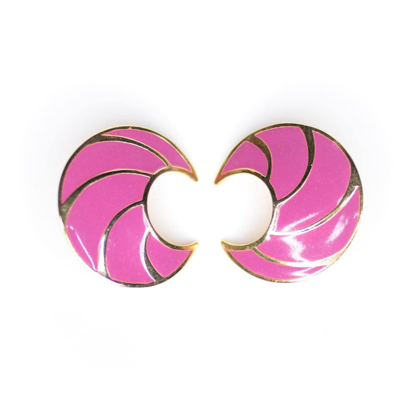 Vintage 1980s Pink and Gold Statement Earrings