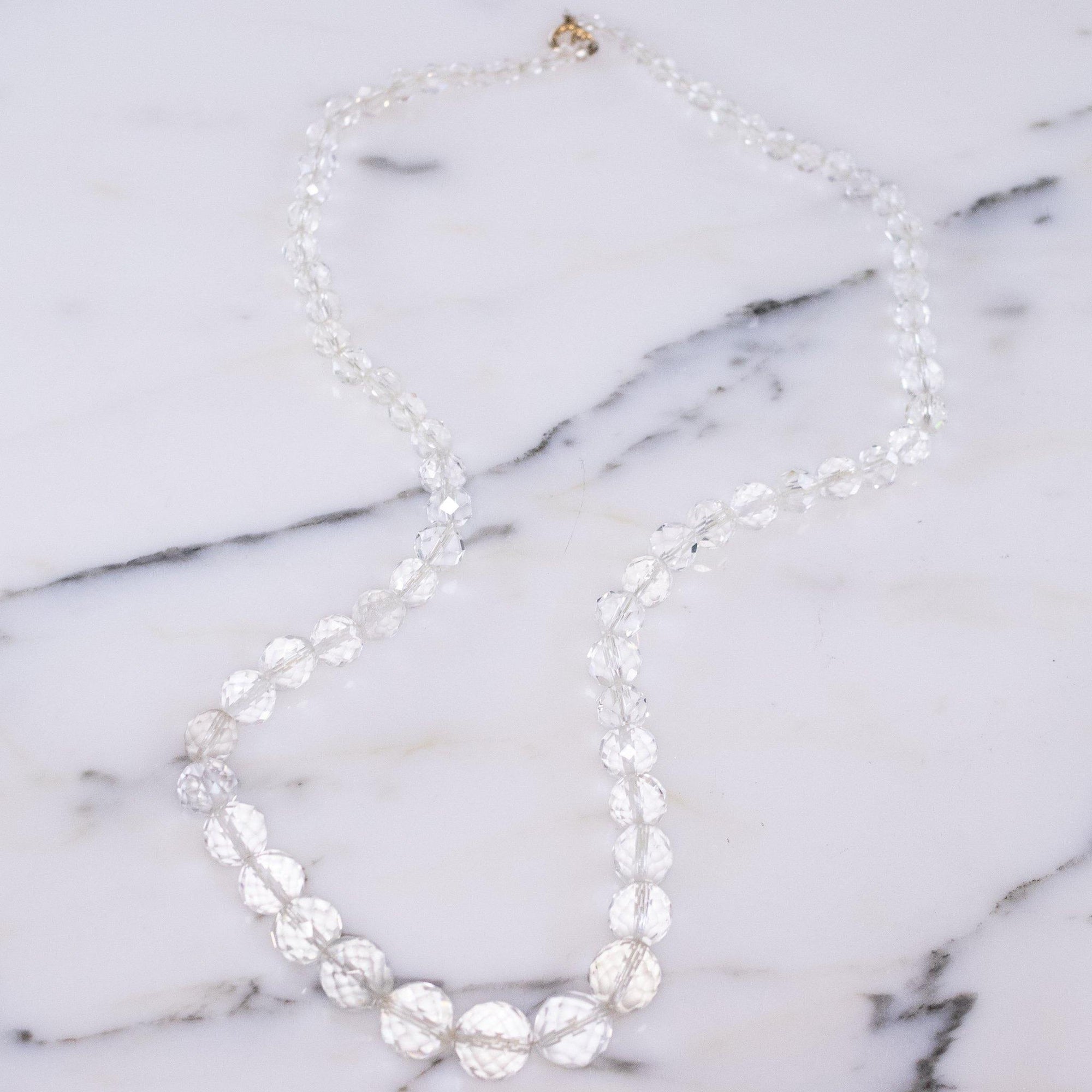 Vintage Art Deco Faceted Rock Crystal Beaded Necklace by Austria - Vintage Meet Modern Vintage Jewelry - Chicago, Illinois - #oldhollywoodglamour #vintagemeetmodern #designervintage #jewelrybox #antiquejewelry #vintagejewelry