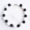 Vintage Chunky Faceted Black and White Lucite Beaded Necklace by Made in Hong Kong - Vintage Meet Modern Vintage Jewelry - Chicago, Illinois - #oldhollywoodglamour #vintagemeetmodern #designervintage #jewelrybox #antiquejewelry #vintagejewelry