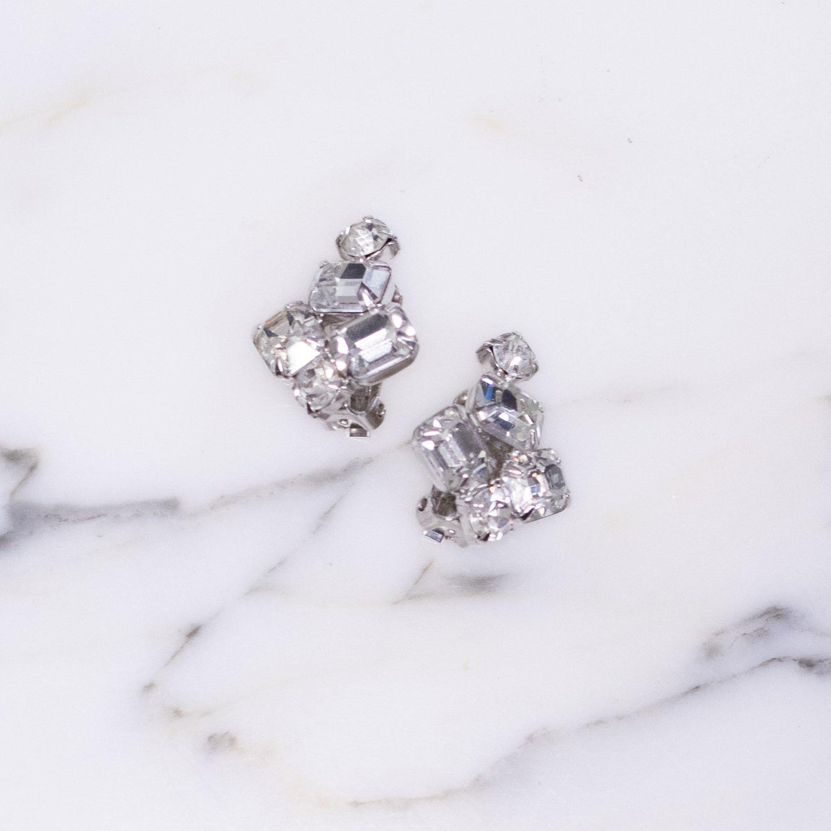 Vintage Kramer Art Deco Diamante Statement Earrings