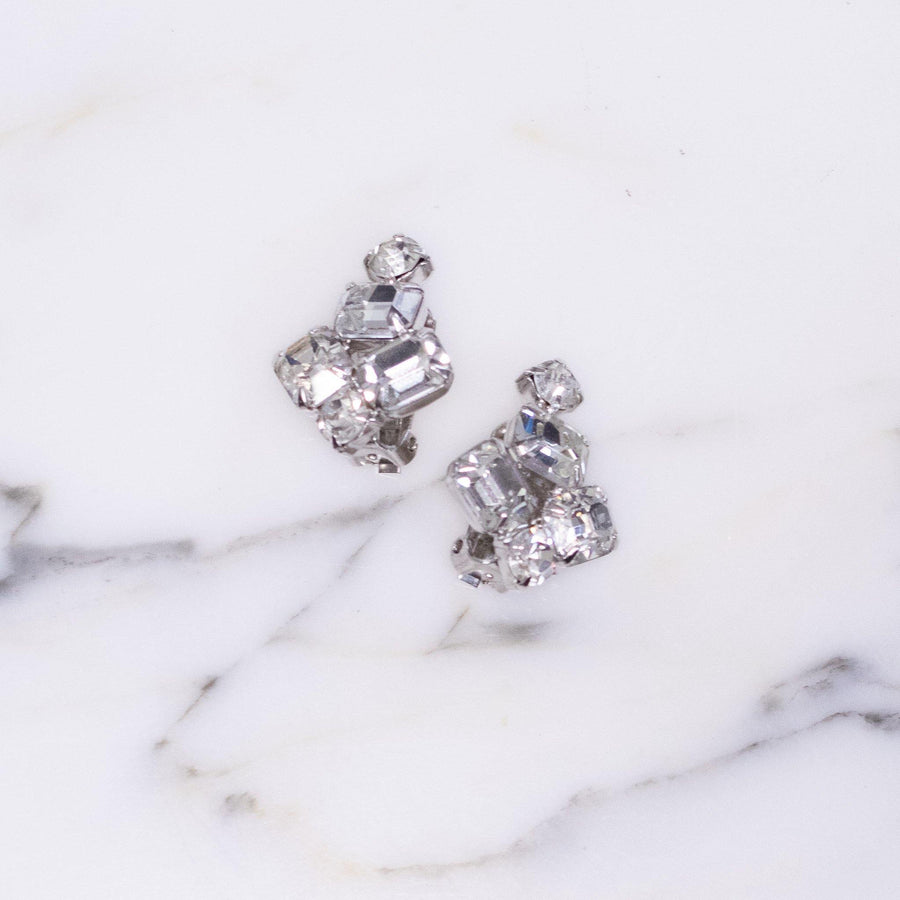 Vintage Kramer Art Deco Diamante Statement Earrings by Unsigned Kramer - Vintage Meet Modern Vintage Jewelry - Chicago, Illinois - #oldhollywoodglamour #vintagemeetmodern #designervintage #jewelrybox #antiquejewelry #vintagejewelry