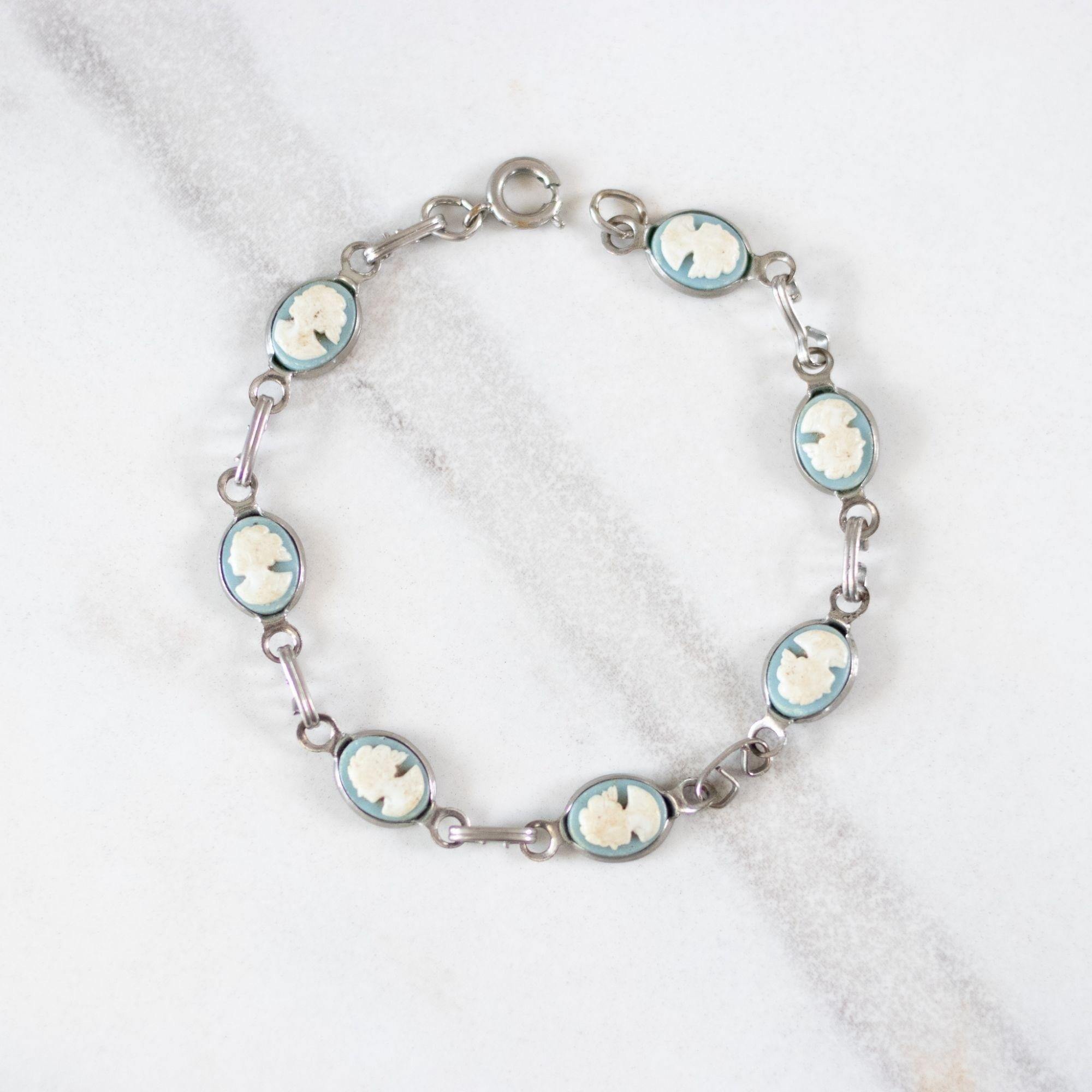 Vintage Petite Wedgewood Cameo Link Bracelet by Unsigned Beauty - Vintage Meet Modern Vintage Jewelry - Chicago, Illinois - #oldhollywoodglamour #vintagemeetmodern #designervintage #jewelrybox #antiquejewelry #vintagejewelry