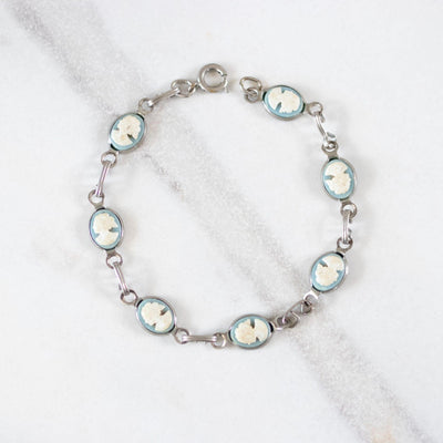 Vintage Petite Wedgewood Cameo Link Bracelet by Unsigned Beauty - Vintage Meet Modern Vintage Jewelry - Chicago, Illinois - #oldhollywoodglamour #vintagemeetmodern #designervintage #jewelrybox #antiquejewelry #vintagejewelry