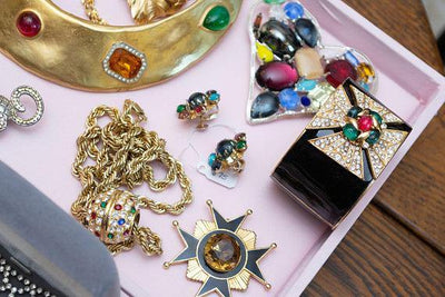 Vintage Kenneth Jay Lane Heart Colorful Rhinestone Brooch/Pin, Silver Tone by Kenneth Jay Lane - Vintage Meet Modern Vintage Jewelry - Chicago, Illinois - #oldhollywoodglamour #vintagemeetmodern #designervintage #jewelrybox #antiquejewelry #vintagejewelry