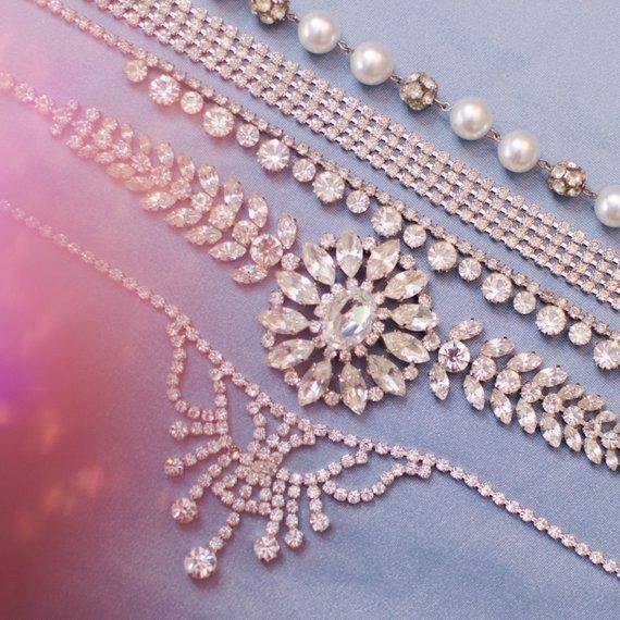 Vintage Art Deco Wide Clear Diamante Rhinestone Bracelet, Rhodium Plated Silver Tone, 1940s Era by Art Deco - Vintage Meet Modern Vintage Jewelry - Chicago, Illinois - #oldhollywoodglamour #vintagemeetmodern #designervintage #jewelrybox #antiquejewelry #vintagejewelry