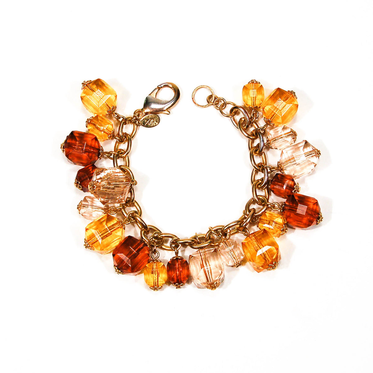 Vintage Joan Rivers Bracelet with Citrine and Topaz Lucite Faceted Crystal Charms