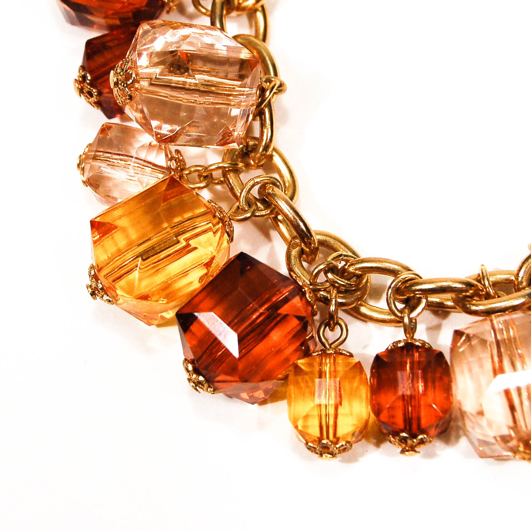 Vintage Joan Rivers Bracelet with Citrine and Topaz Lucite Faceted Crystal Charms by Joan Rivers - Vintage Meet Modern Vintage Jewelry - Chicago, Illinois - #oldhollywoodglamour #vintagemeetmodern #designervintage #jewelrybox #antiquejewelry #vintagejewelry