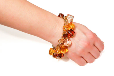 Vintage Joan Rivers Bracelet with Citrine and Topaz Lucite Faceted Crystal Charms by Joan Rivers - Vintage Meet Modern Vintage Jewelry - Chicago, Illinois - #oldhollywoodglamour #vintagemeetmodern #designervintage #jewelrybox #antiquejewelry #vintagejewelry