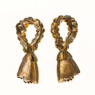 Vintage St John Couture Gold Tassel Earrings, Pierced, Dangling by Vintage Meet Modern  - Vintage Meet Modern Vintage Jewelry - Chicago, Illinois - #oldhollywoodglamour #vintagemeetmodern #designervintage #jewelrybox #antiquejewelry #vintagejewelry