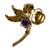 H Iskin 1/20 12Kt Gold Blue Crystal Flower Brooch