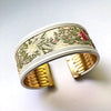 Vintage Floral Tapestry White Cuff Bracelet by Unsigned Beauty - Vintage Meet Modern Vintage Jewelry - Chicago, Illinois - #oldhollywoodglamour #vintagemeetmodern #designervintage #jewelrybox #antiquejewelry #vintagejewelry