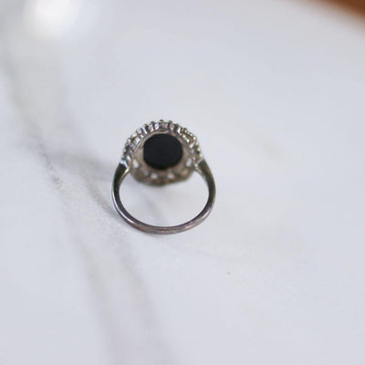Vintage Sterling Silver Mother of Pearl Cameo Ring with Marcasite Accents by Unsigned Beauty - Vintage Meet Modern Vintage Jewelry - Chicago, Illinois - #oldhollywoodglamour #vintagemeetmodern #designervintage #jewelrybox #antiquejewelry #vintagejewelry