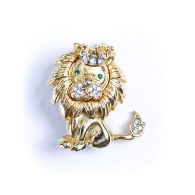 Vintage Gold Lion with Crown Brooch by Unsigned Beauty - Vintage Meet Modern Vintage Jewelry - Chicago, Illinois - #oldhollywoodglamour #vintagemeetmodern #designervintage #jewelrybox #antiquejewelry #vintagejewelry