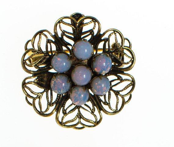 Vintage Opaline Bouquet Brooch/Pendant by 1960s - Vintage Meet Modern Vintage Jewelry - Chicago, Illinois - #oldhollywoodglamour #vintagemeetmodern #designervintage #jewelrybox #antiquejewelry #vintagejewelry