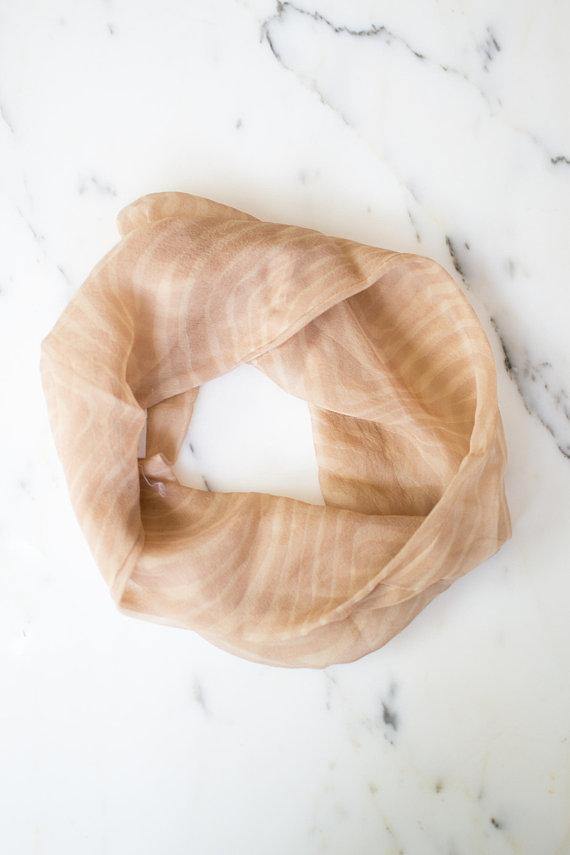 Glenty 100% Silk Scarf with Geometric Design Beige Infinty Scarf by Glenty - Vintage Meet Modern Vintage Jewelry - Chicago, Illinois - #oldhollywoodglamour #vintagemeetmodern #designervintage #jewelrybox #antiquejewelry #vintagejewelry