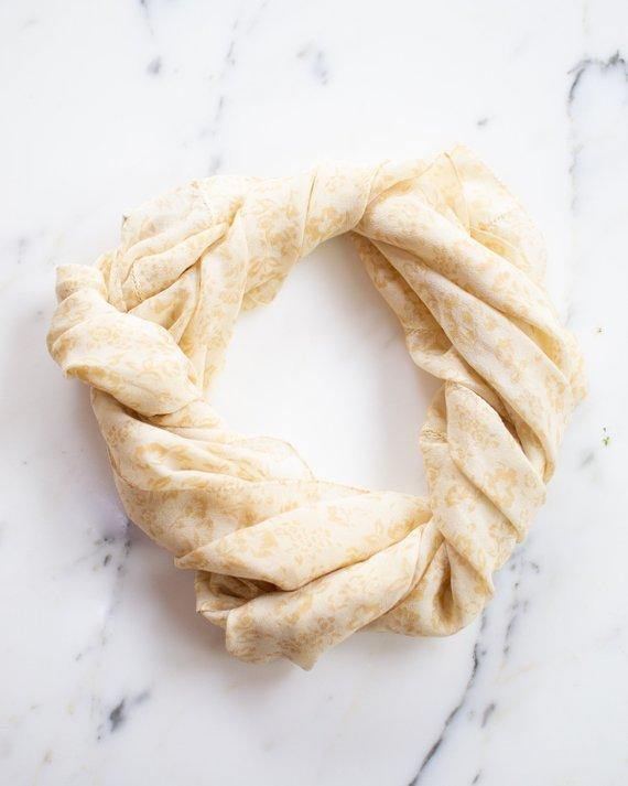 Banana Republic Beige Floral Silk Scarf, Hand Rolled Edges, Yellow and Beige by Banana Republic - Vintage Meet Modern Vintage Jewelry - Chicago, Illinois - #oldhollywoodglamour #vintagemeetmodern #designervintage #jewelrybox #antiquejewelry #vintagejewelry