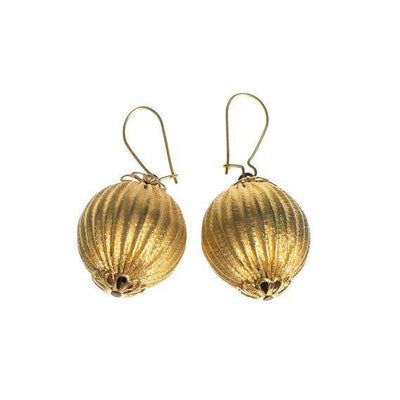 Vintage Rochelle Gold Round Fluted Bead Statement Earrings Piereced New Old Stock 1970s by Rochelle - Vintage Meet Modern Vintage Jewelry - Chicago, Illinois - #oldhollywoodglamour #vintagemeetmodern #designervintage #jewelrybox #antiquejewelry #vintagejewelry