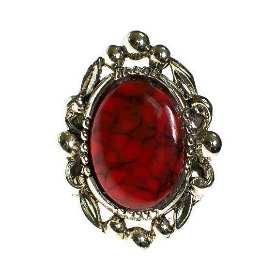Vintage ART Mode Red Coral Boho Silver Ring, Adjustable by Art Mode - Vintage Meet Modern Vintage Jewelry - Chicago, Illinois - #oldhollywoodglamour #vintagemeetmodern #designervintage #jewelrybox #antiquejewelry #vintagejewelry