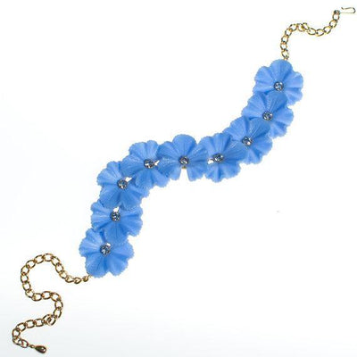Blue Lucite Necklace with Pale Blue Rhinestones, Gold Tone, J Hook Clasp by 1950s - Vintage Meet Modern Vintage Jewelry - Chicago, Illinois - #oldhollywoodglamour #vintagemeetmodern #designervintage #jewelrybox #antiquejewelry #vintagejewelry