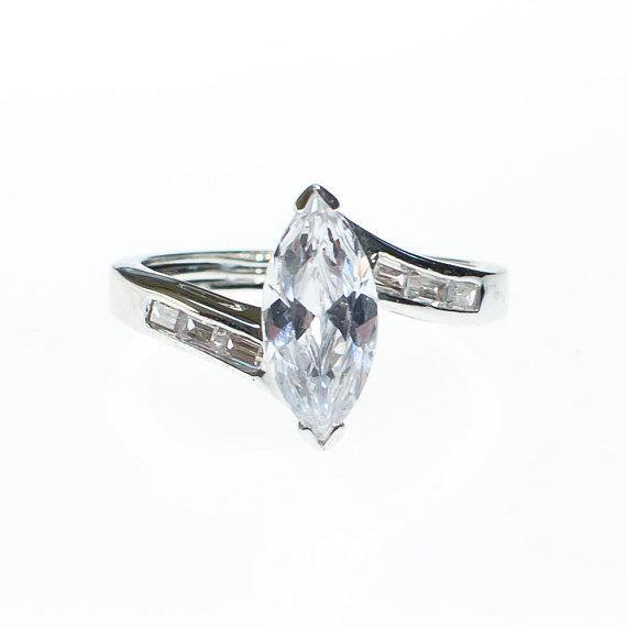 Vintage Marquise Cubic Zirconia Engagement Ring