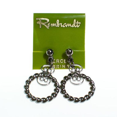 Vintage Rembrandt Silver Doorknocker Dangling Pierced Earrings by Rembrandt - Vintage Meet Modern Vintage Jewelry - Chicago, Illinois - #oldhollywoodglamour #vintagemeetmodern #designervintage #jewelrybox #antiquejewelry #vintagejewelry