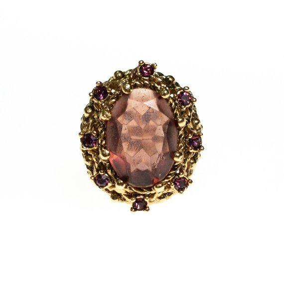 Huge 1960s Vintage Amethyst Crystal Cocktail Ring