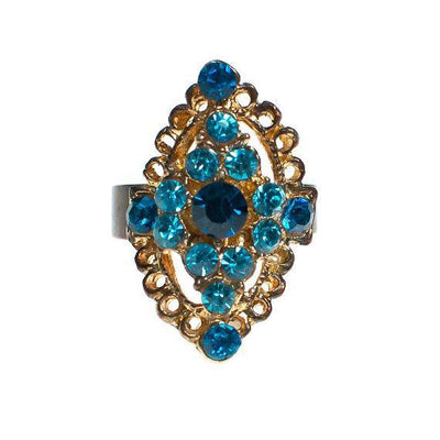 Vintage 1960s Light Blue Rhinestone Adjustable Cocktail Statement Ring by 1960s - Vintage Meet Modern Vintage Jewelry - Chicago, Illinois - #oldhollywoodglamour #vintagemeetmodern #designervintage #jewelrybox #antiquejewelry #vintagejewelry