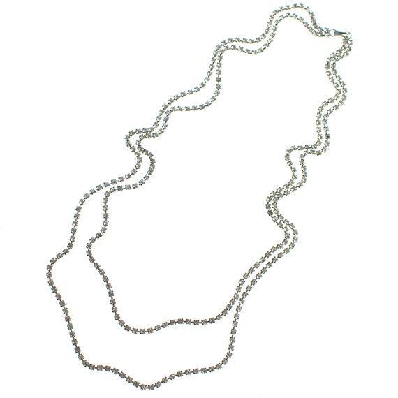 Vintage Art Deco Diamante Double Strand Rhinestone Necklace by Art Deco - Vintage Meet Modern Vintage Jewelry - Chicago, Illinois - #oldhollywoodglamour #vintagemeetmodern #designervintage #jewelrybox #antiquejewelry #vintagejewelry