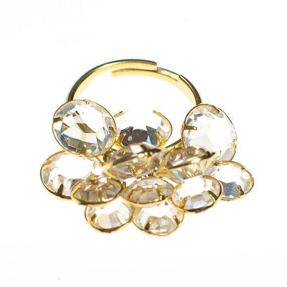 Vintage Cha Cha Style Bezel Set Crytal Ring by Cha Cha - Vintage Meet Modern Vintage Jewelry - Chicago, Illinois - #oldhollywoodglamour #vintagemeetmodern #designervintage #jewelrybox #antiquejewelry #vintagejewelry