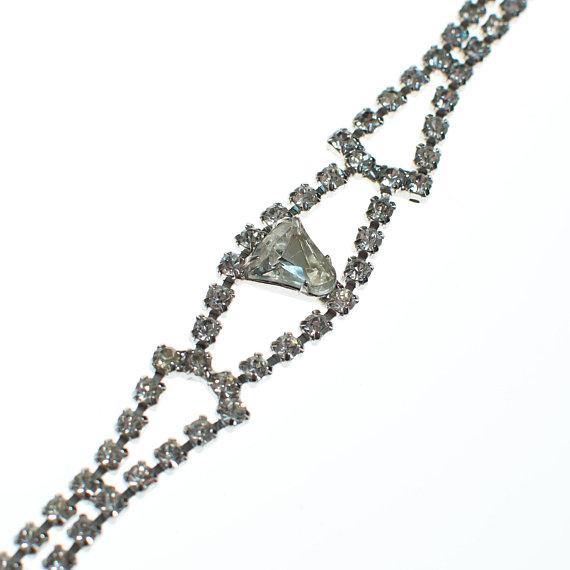 Vintage Art Deco Rhinestone Diamond Look Bracelet