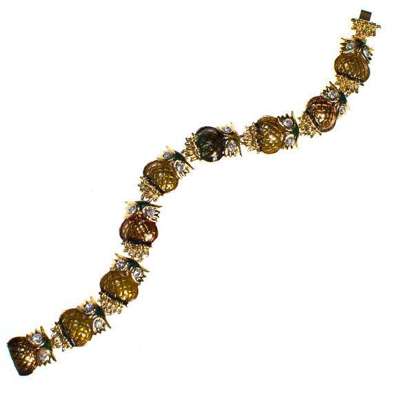 Vintage Kenneth Jay Lane Owl Bracelet by Kenneth Jay Lane - Vintage Meet Modern Vintage Jewelry - Chicago, Illinois - #oldhollywoodglamour #vintagemeetmodern #designervintage #jewelrybox #antiquejewelry #vintagejewelry