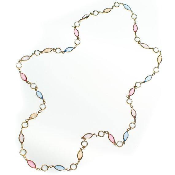 Vintage Swarovski Pastel Colors Bezel Set Crystal Necklace