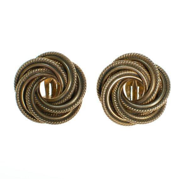 Vintage Brushed Gold Winnard Knot Style Earrings by 1960s - Vintage Meet Modern Vintage Jewelry - Chicago, Illinois - #oldhollywoodglamour #vintagemeetmodern #designervintage #jewelrybox #antiquejewelry #vintagejewelry