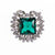 Vintage Art Deco Diamante and Emerald Crystal Brooch Pendant