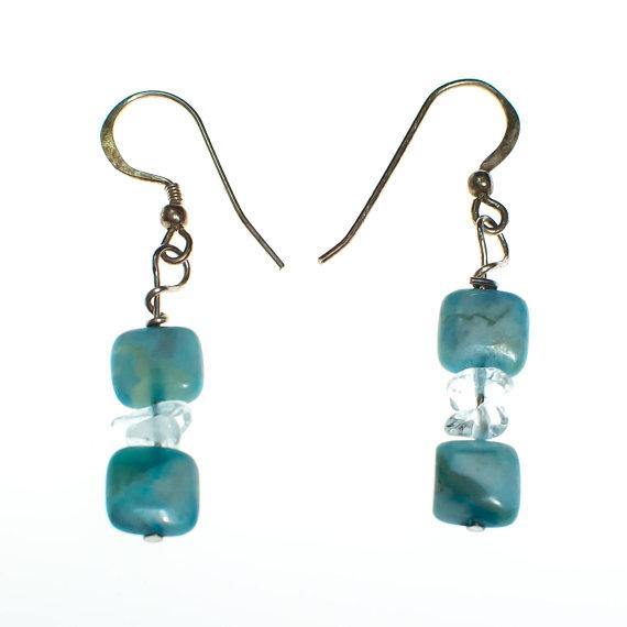 Vintage Sterling Silver and Quartz Beaded Earrings, Dangling, Long, Wire, Minimalist by 1990s - Vintage Meet Modern Vintage Jewelry - Chicago, Illinois - #oldhollywoodglamour #vintagemeetmodern #designervintage #jewelrybox #antiquejewelry #vintagejewelry