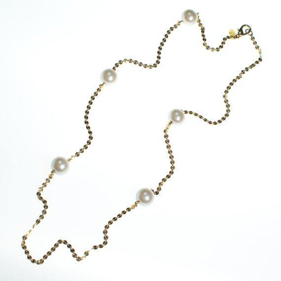 Vintage Carolee Necklace Long Gold Chain with Faux Pearl Stations by Carolee - Vintage Meet Modern Vintage Jewelry - Chicago, Illinois - #oldhollywoodglamour #vintagemeetmodern #designervintage #jewelrybox #antiquejewelry #vintagejewelry
