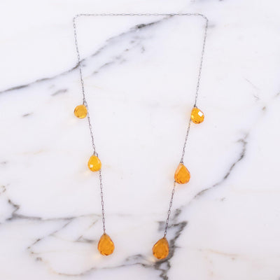 Vintage Art Deco Faceted Amber Glass Delicate Lariat Necklace by Vintage Meet Modern - Vintage Meet Modern Vintage Jewelry - Chicago, Illinois - #oldhollywoodglamour #vintagemeetmodern #designervintage #jewelrybox #antiquejewelry #vintagejewelry