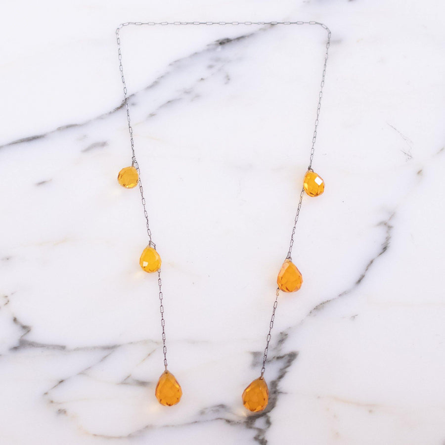 Vintage Art Deco Faceted Amber Glass Delicate Lariat Necklace by Vintage Meet Modern - Vintage Meet Modern Vintage Jewelry - Chicago, Illinois - #oldhollywoodglamour #vintagemeetmodern #designervintage #jewelrybox #antiquejewelry #vintagejewelry
