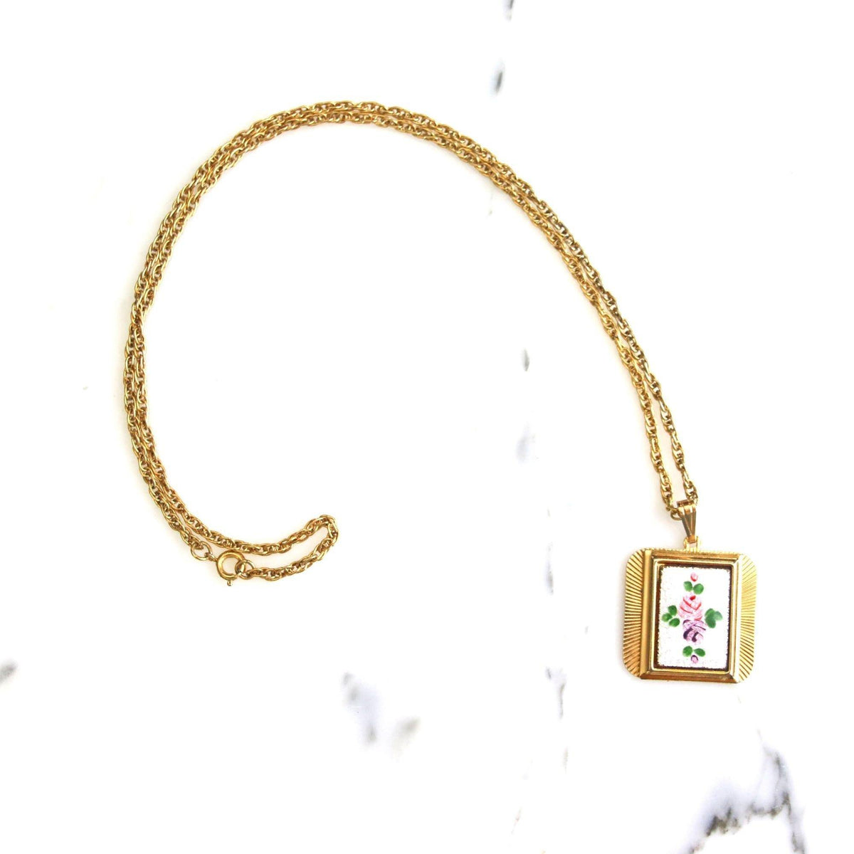 Vintage Guilloche Pendant Necklace