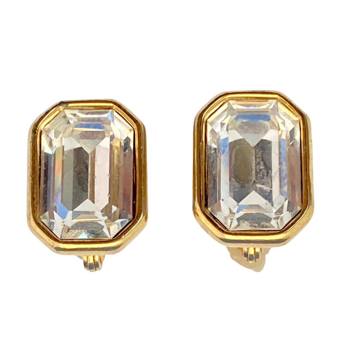 Vintage Monet Headlight Crystal Rhinestone Statement Earrings by Monet - Vintage Meet Modern Vintage Jewelry - Chicago, Illinois - #oldhollywoodglamour #vintagemeetmodern #designervintage #jewelrybox #antiquejewelry #vintagejewelry