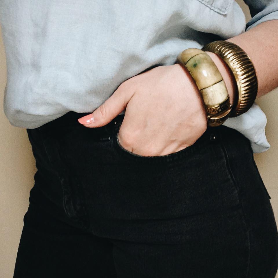 1970's Ribbed Brass Bangle by 1970's - Vintage Meet Modern Vintage Jewelry - Chicago, Illinois - #oldhollywoodglamour #vintagemeetmodern #designervintage #jewelrybox #antiquejewelry #vintagejewelry