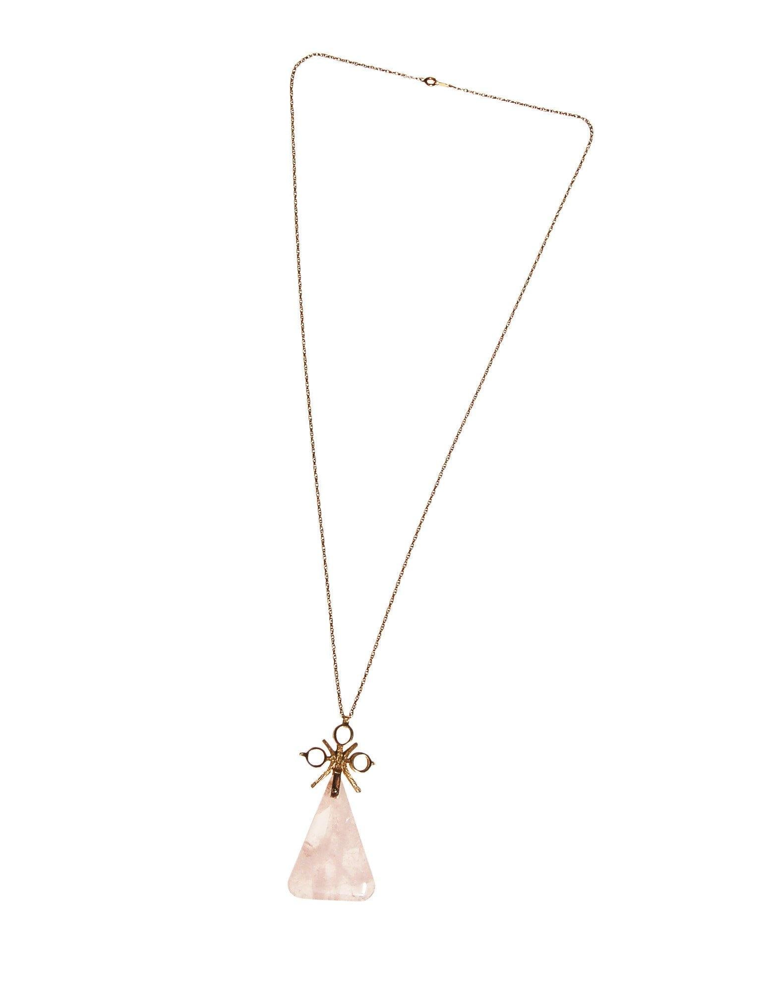Mid Century Modern Rose Quartz Geometric Statement Pendant by Unsigned Beauty - Vintage Meet Modern Vintage Jewelry - Chicago, Illinois - #oldhollywoodglamour #vintagemeetmodern #designervintage #jewelrybox #antiquejewelry #vintagejewelry