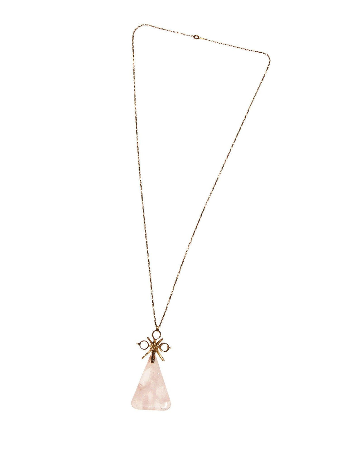 Mid Century Modern Rose Quartz Geometric Statement Pendant