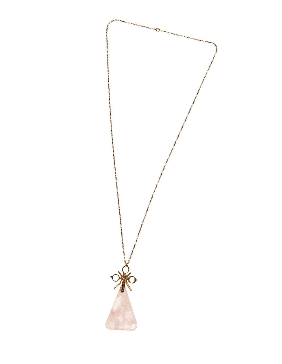 Mid Century Modern Rose Quartz Geometric Statement Pendant by Unsigned Beauty - Vintage Meet Modern Vintage Jewelry - Chicago, Illinois - #oldhollywoodglamour #vintagemeetmodern #designervintage #jewelrybox #antiquejewelry #vintagejewelry