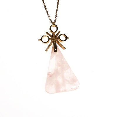 Mid Century Modern Rose Quartz Geometric Statement Pendant by Unsigned Beauty - Vintage Meet Modern Vintage Jewelry - Chicago, Illinois - #oldhollywoodglamour #vintagemeetmodern #designervintage #jewelrybox #antiquejewelry #vintagejewelry