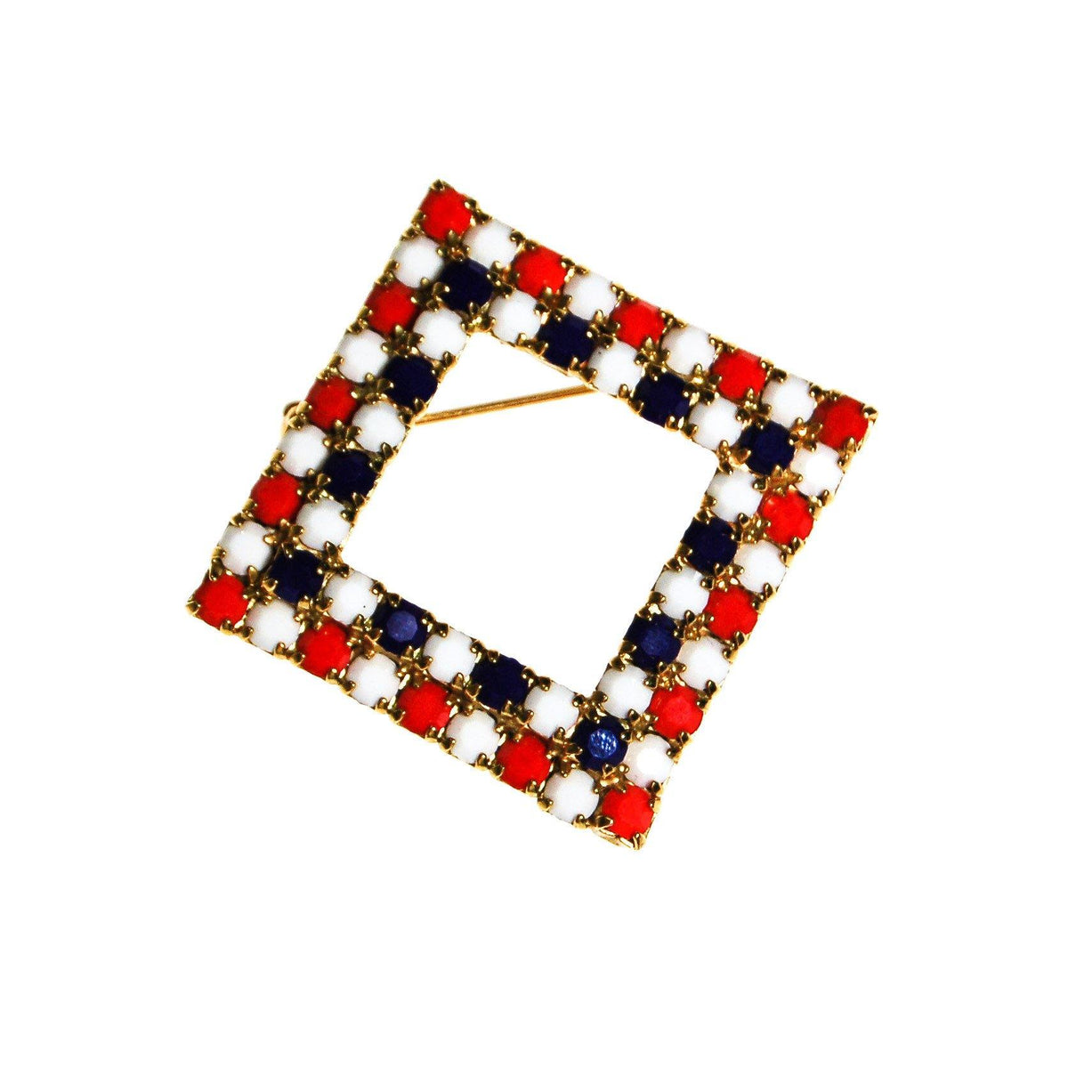 Red White and Blue Rhinestone Brooch