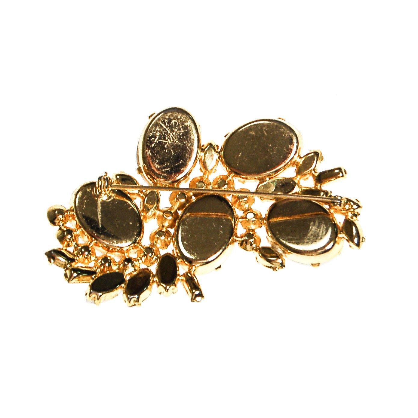 Milk Glass Cabochon and Rhinestone Brooch by Unsigned Beauty - Vintage Meet Modern Vintage Jewelry - Chicago, Illinois - #oldhollywoodglamour #vintagemeetmodern #designervintage #jewelrybox #antiquejewelry #vintagejewelry